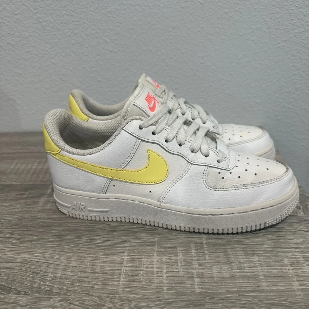 Nike Air Force 1 White and Yellow Shoes